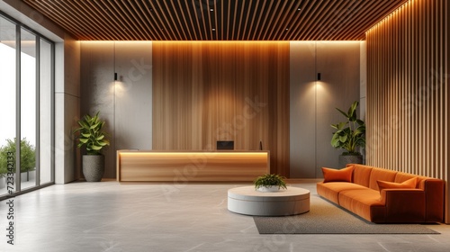 Striped gypsum panels in a modern interior