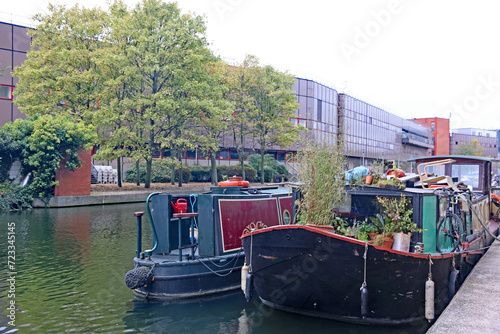 Narrow boats on the Regents canal, London	