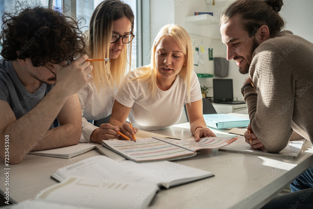 A language professor instructs students in foreign language at a diverse language school. A language professor instructs students in foreign language at a diverse language school.