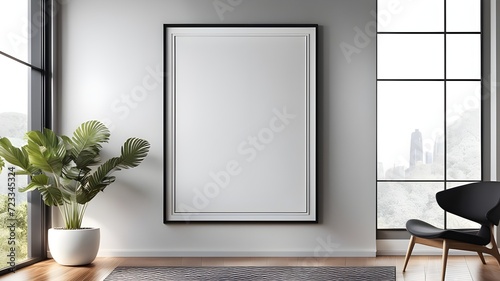 Empty picture frame modern home wall  modern room  blank picture frame  home design decoration  white minimalist home decor