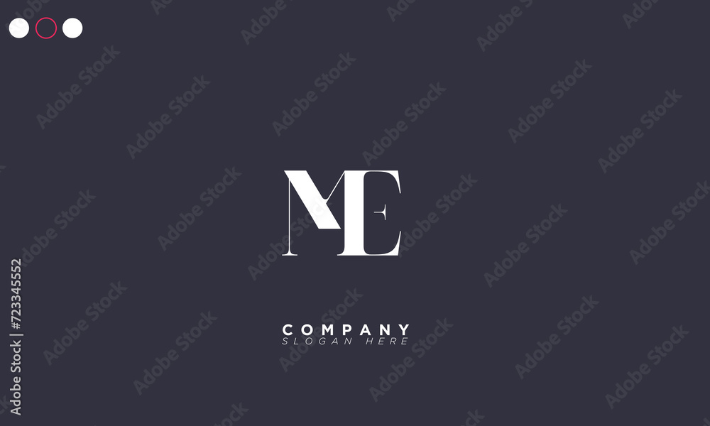 ME Alphabet letters Initials Monogram logo EM, M and E ME Alphabet letters Initials Monogram logo EM, M and E