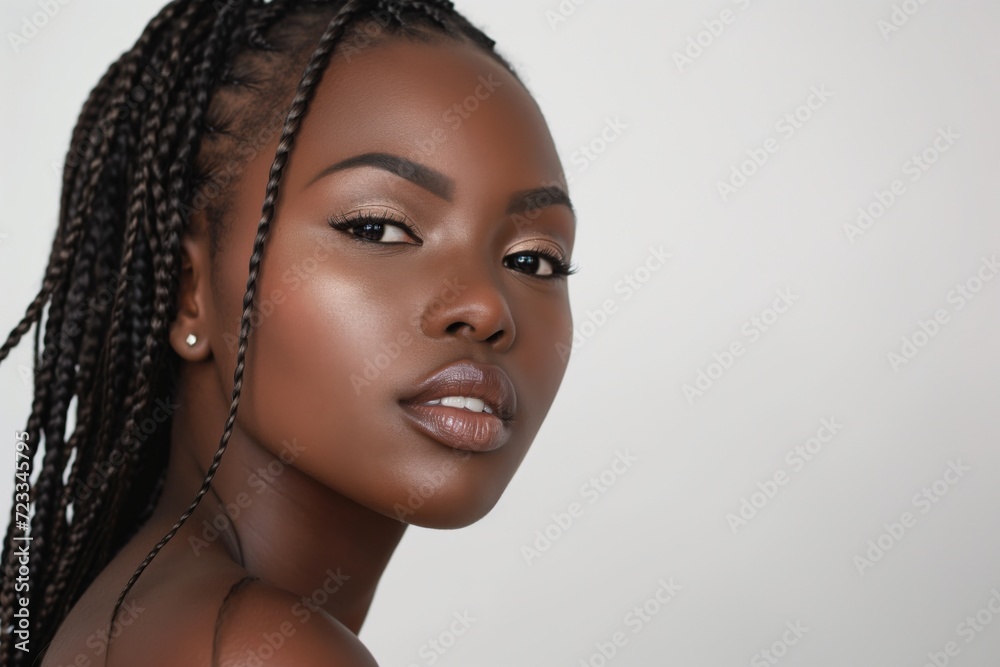 Confident African Beauty with Glossy Braids Confident African Beauty with Glossy Braids