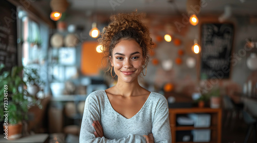 portrait of young woman in cafe