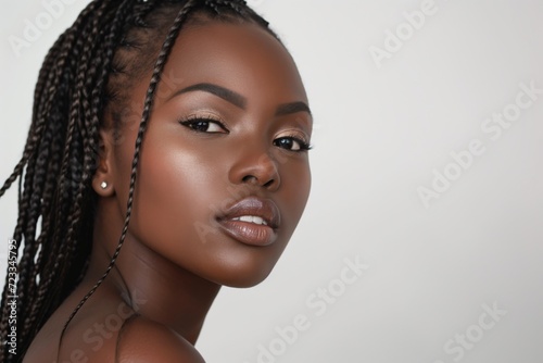 Confident African Beauty with Glossy Braids