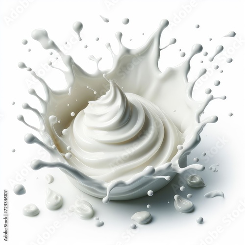 white cream or milk splash isolated on white background