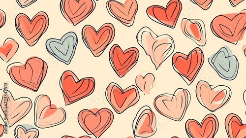  a lot of red and blue hearts on a beige background with blue and red hearts on the left side of the image and the right half of the heart on the right side of the left side of the.