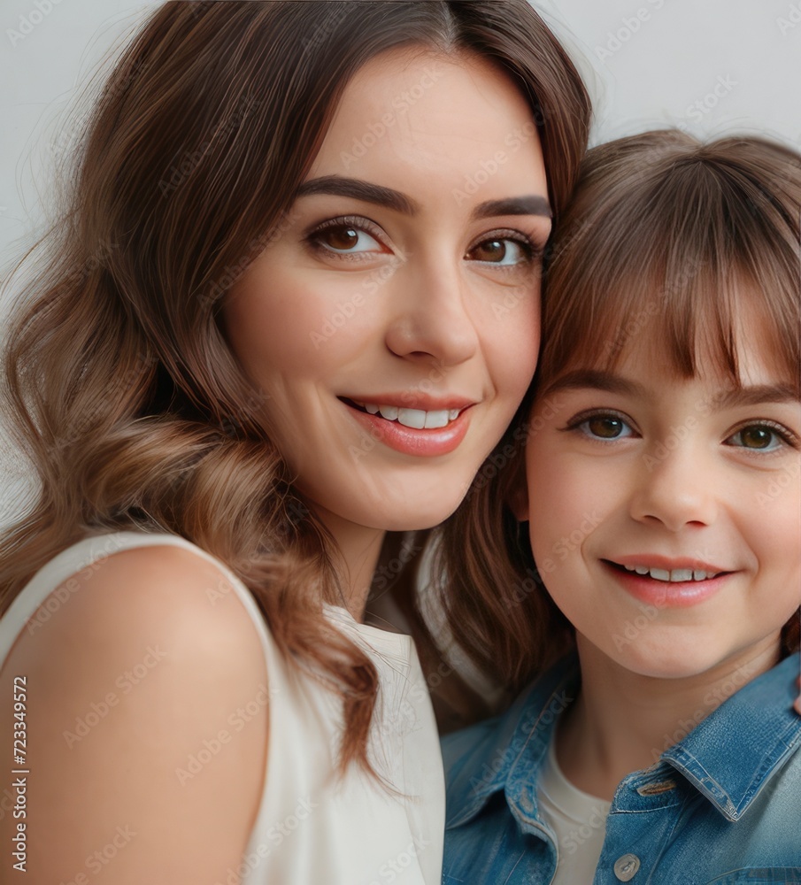 Cherished Harmony: Capturing the Sweet Moments of a Mother and Daughter's Unspoken Connectionisolated on a white background Cherished Harmony: Capturing the Sweet Moments of a Mother and Daughter's Unspoken Connectionisolated on a white background