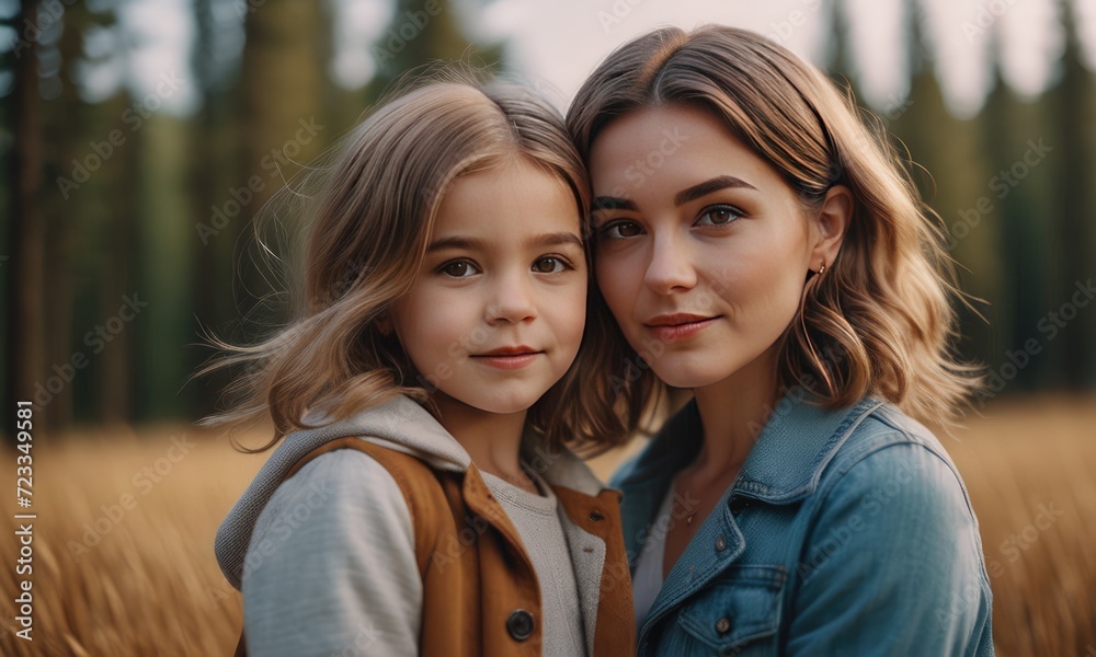 Obraz premium Joyful Duets: A Mother and Daughter Creating Melodies of Love and Laughter