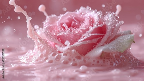  a close up of a pink rose with water droplets on it's petals and water droplets on it's petals and water droplets on it's petals.