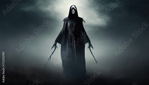 grim reaper death illustration of a scary horror shot