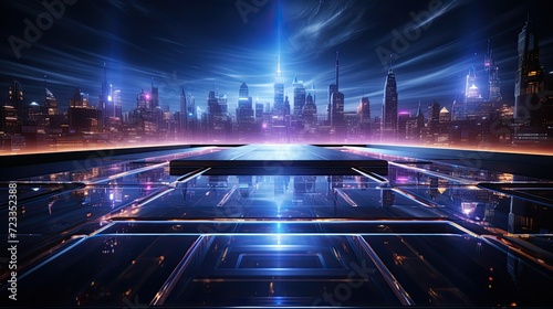 Exuding 3D futuristic background and glowing business hologram background