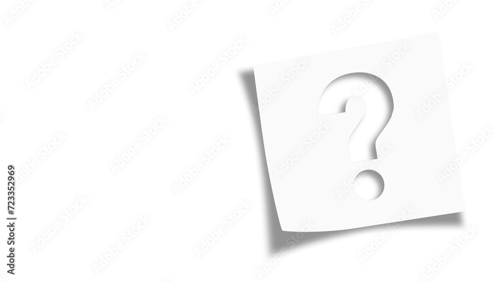 Note paper with question mark on transparent or white background Note paper with question mark on transparent or white background