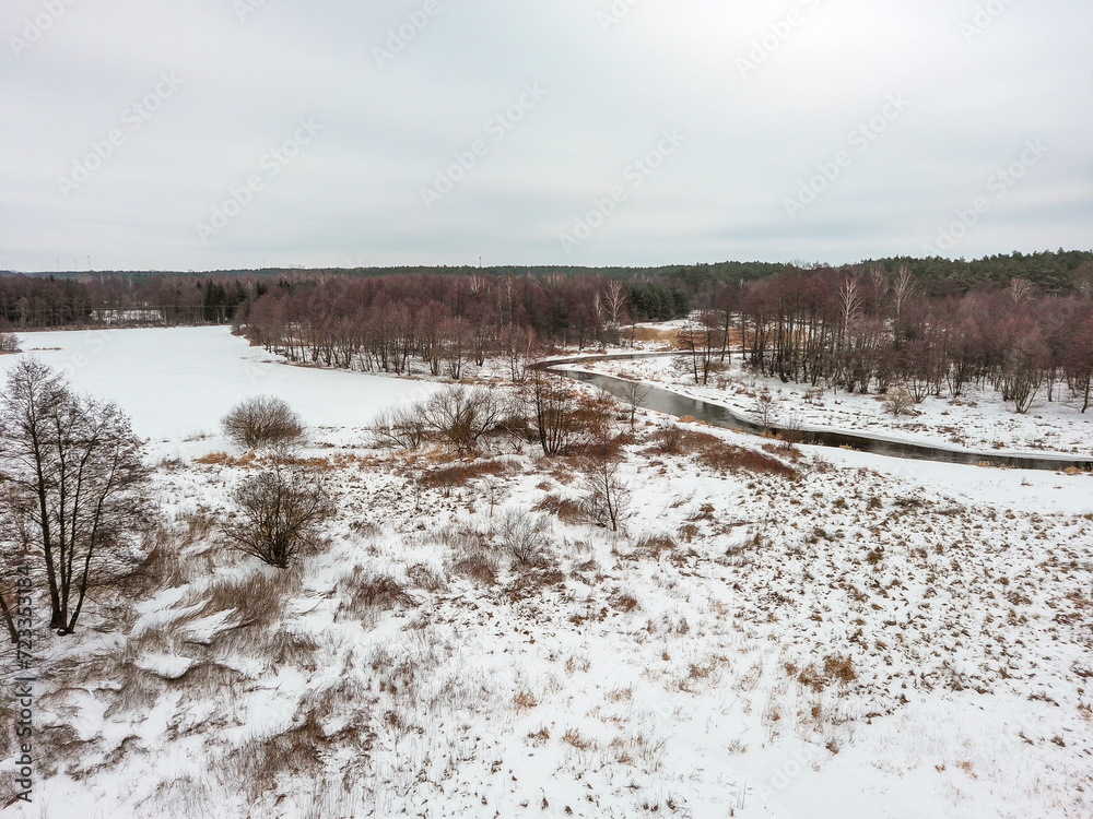 Winter on a small wild river in central Poland. Winter on a small wild river in central Poland.