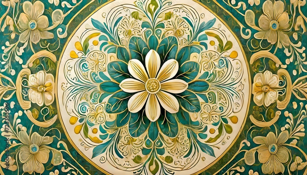 decorative magic flower item is the round ornament interior printing fresco art photo wallpapers