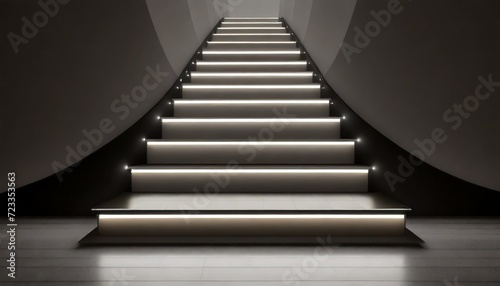 floating steps with led strip lights underneath each stair