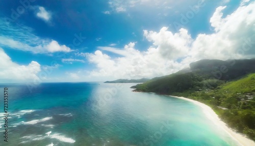 aerial view over the ocean seychelles