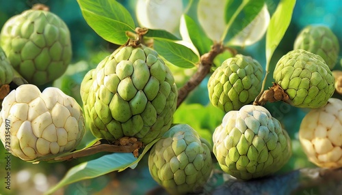 a collection of cherimoya isolated on a background  photo