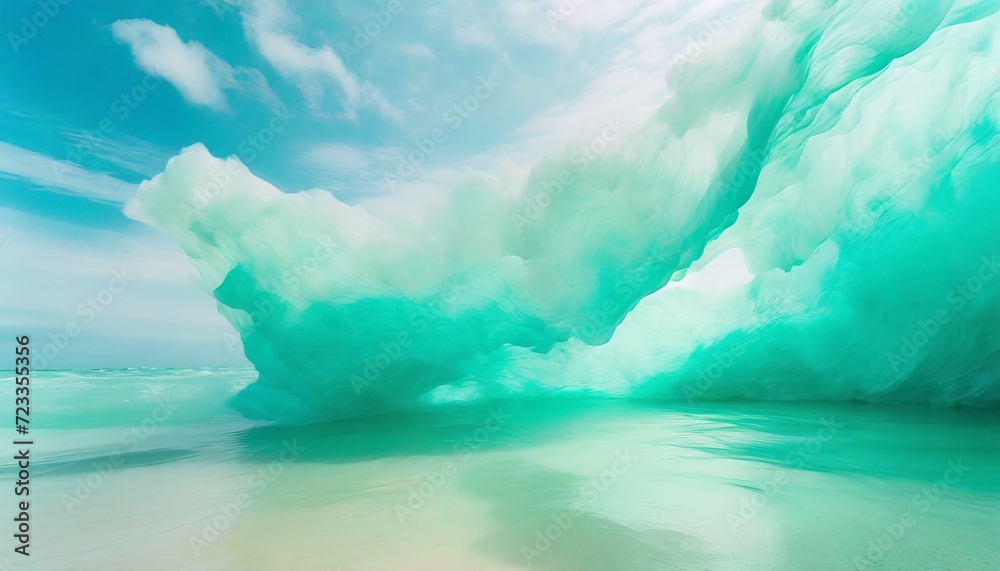 an airy dance of mint green and seafoam blue abstract shape 