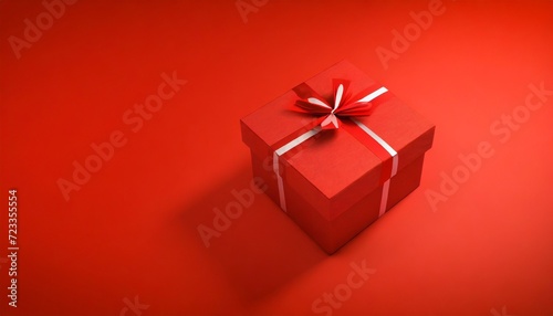 red gift box on red background for christmas or valentine s day