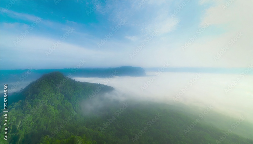 aerial view of asia morning mist at tropical rainforest mountain background of beautiful forest and mist aerial top view background amazon forest