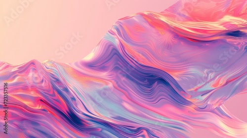 Minimalist Holographic Waves With Gradient Purple and Pink Colors Background. A Seamless blend of digital Waves in a Fluid Landscape. Digital Texture Template