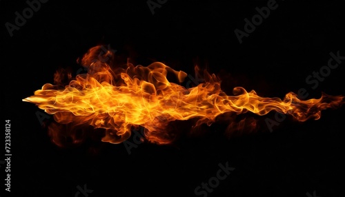 single fire flame on black background in high resolution