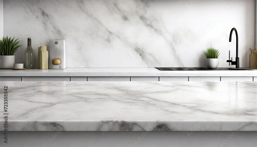 kitchen white marble countertop by aregfly generative ai