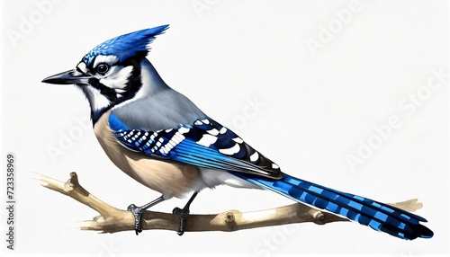 blue jay a drawn bird on a white background clipart interior printing for murals and wallpaper