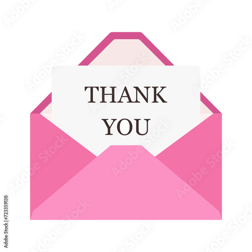 Thank you email with envelope. Greeting card and thank you text. Thanksgiving holiday. Vector.