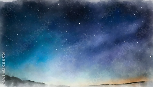 watercolor night space with stars border illustration tranparent background © Slainie