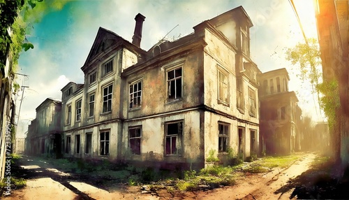 old abandoned house in a grunge city © Slainie