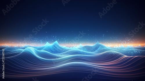 Digital technology blue rhythm wavy lines abstract graphic poster web page ppt background © Derby