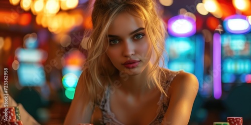 A young woman in casino