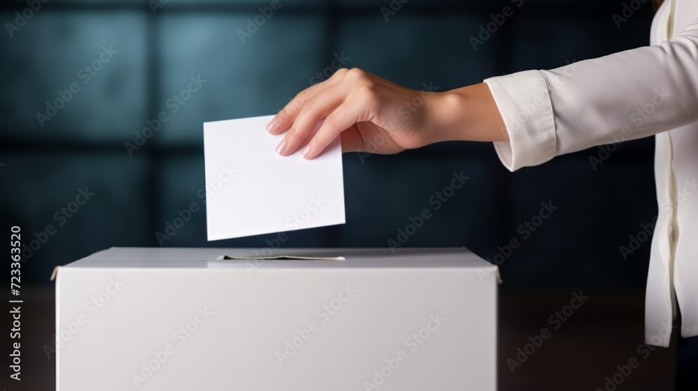 Hand dropping vote in ballot Hand dropping vote in ballot