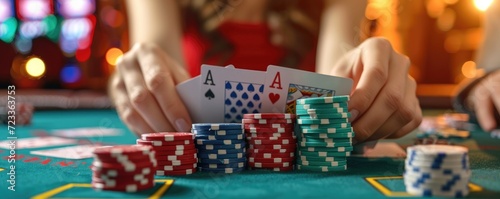 A young woman in casino