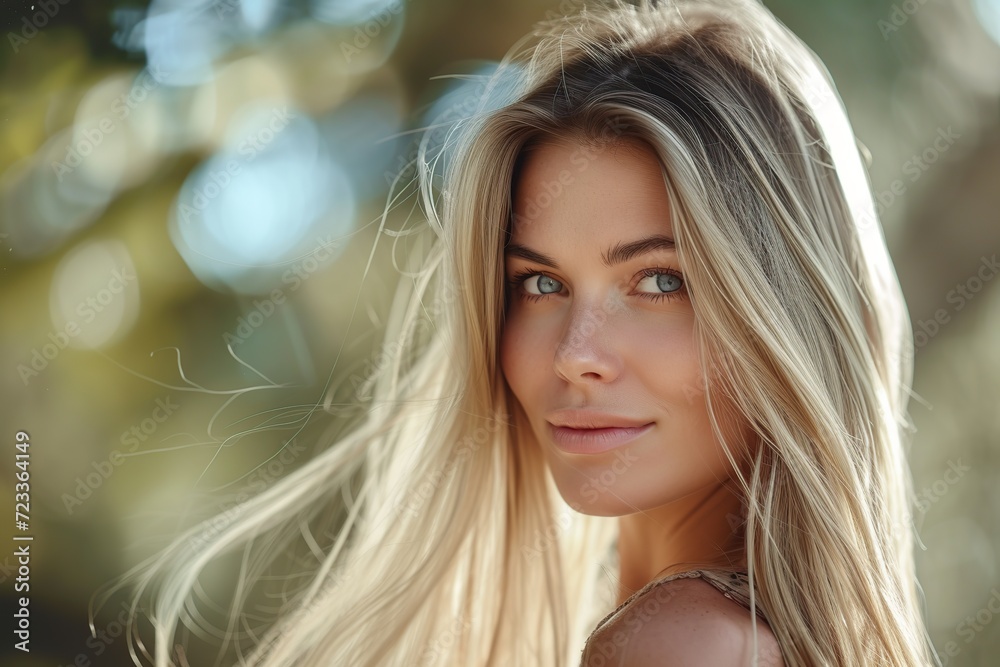 Naklejka premium Portrait of cute 20 years old woman with beautiful face