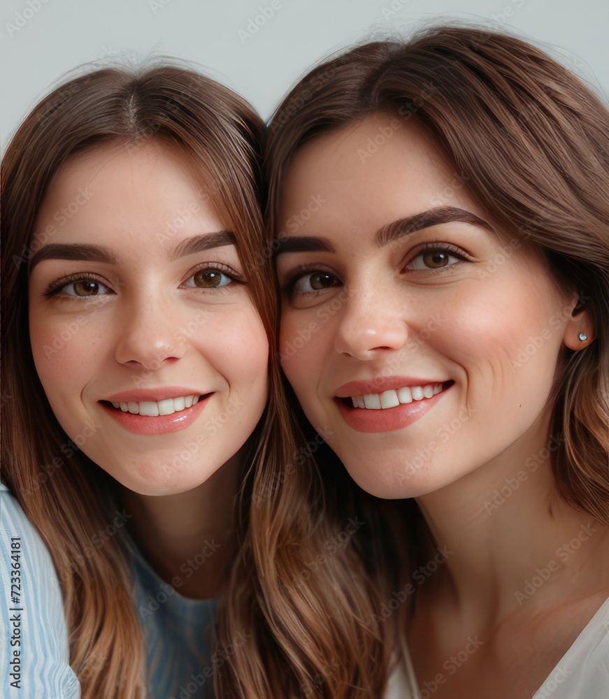Smiles Shared: Lovely Happy Sisters Illuminating the Scene with Their Radiance Smiles Shared: Lovely Happy Sisters Illuminating the Scene with Their Radiance
