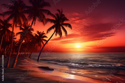 a sunset over a beach © Violeta