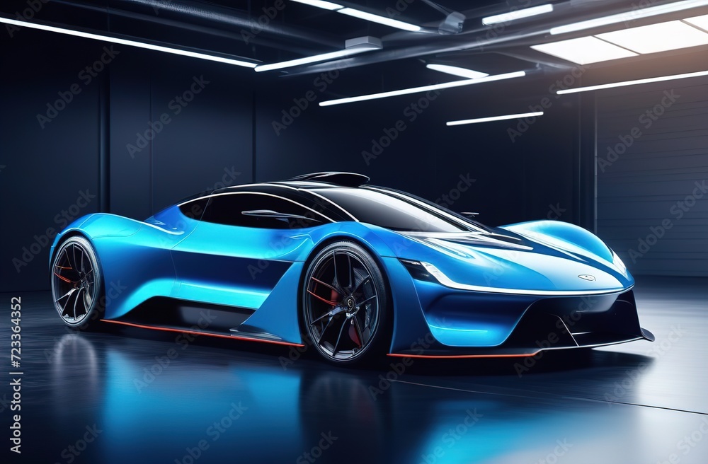 Futuristic technology, sport car driving in the night Futuristic technology, sport car driving in the night