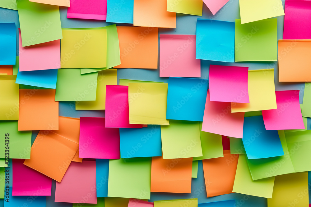 Abstract Sticky Note Colorful abstract background pattern of empty sticky notes, colorful ...