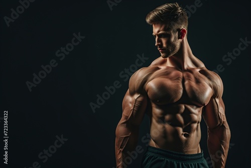 Portrait of muscular bodybuilder on black background