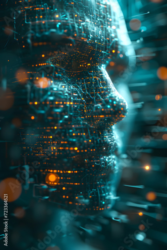 Abstract digital human face.