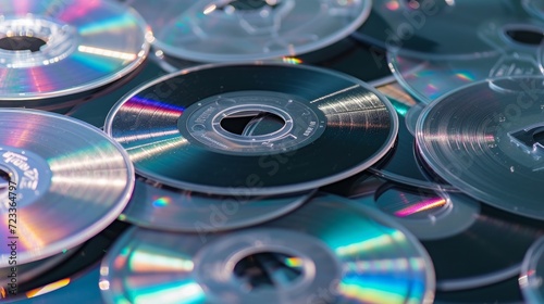 close up image of several cd and dvd isolated in white photo