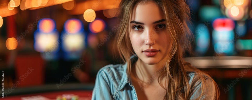 A young woman in casino