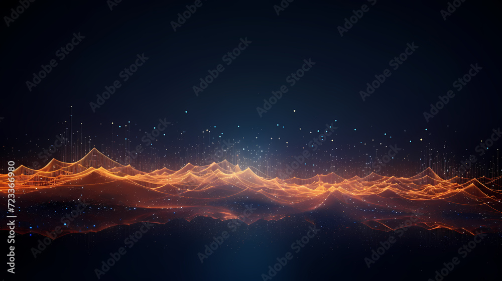 Future digital technology, abstract digital waves and particles on dark background