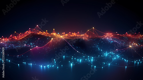 Future digital technology, abstract digital waves and particles on dark background