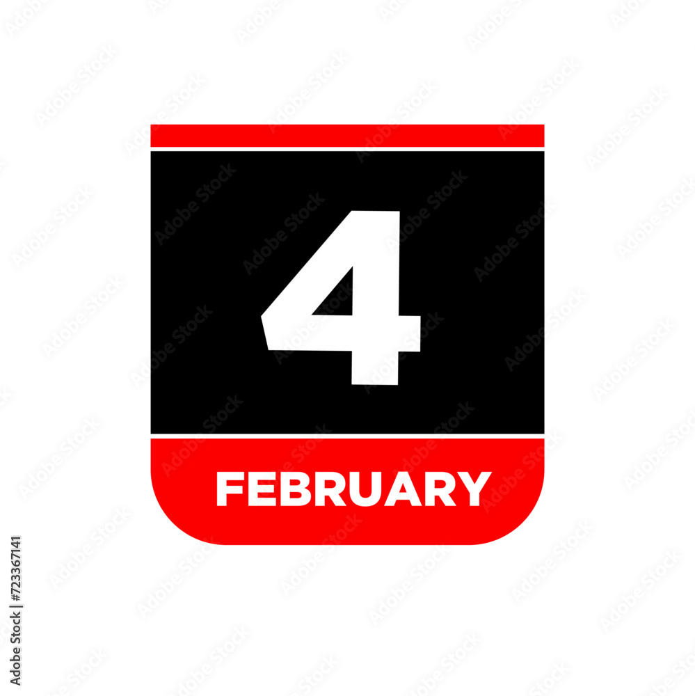Fototapeta premium 4 Feb calendar day vector icon