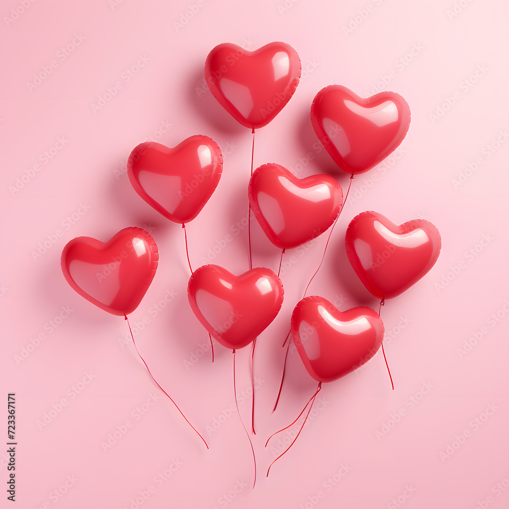 a bunch of red balloons in the shape of a heart