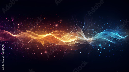 Future digital technology, abstract digital waves and particles on dark background