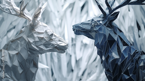 Darstellung von polygonalen Hirschen, Crystalcore, Polygon, High-tech Futurismus photo